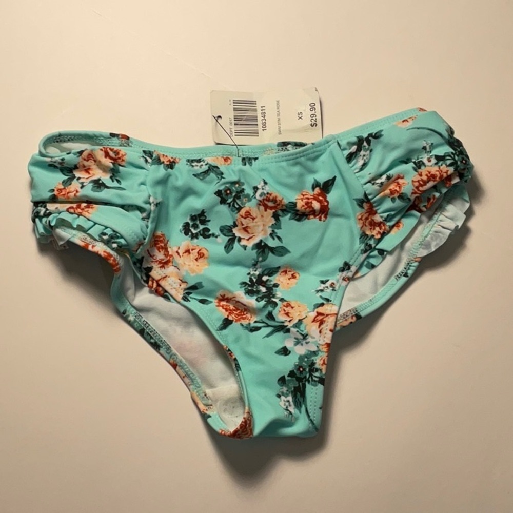 B10 Hot Topic Tea Rose Bikini Swim Bottom XS S Floral Print